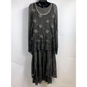 Scandal Made in Italy‎ Women's Boho Lace Embroidered Layered Dress Size M
